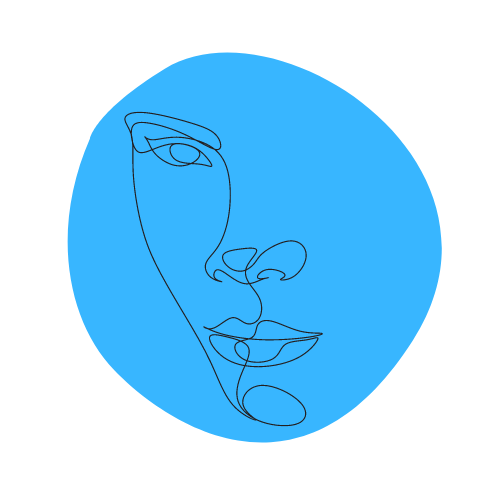 szkic twarzy osoby na niebieskim tle