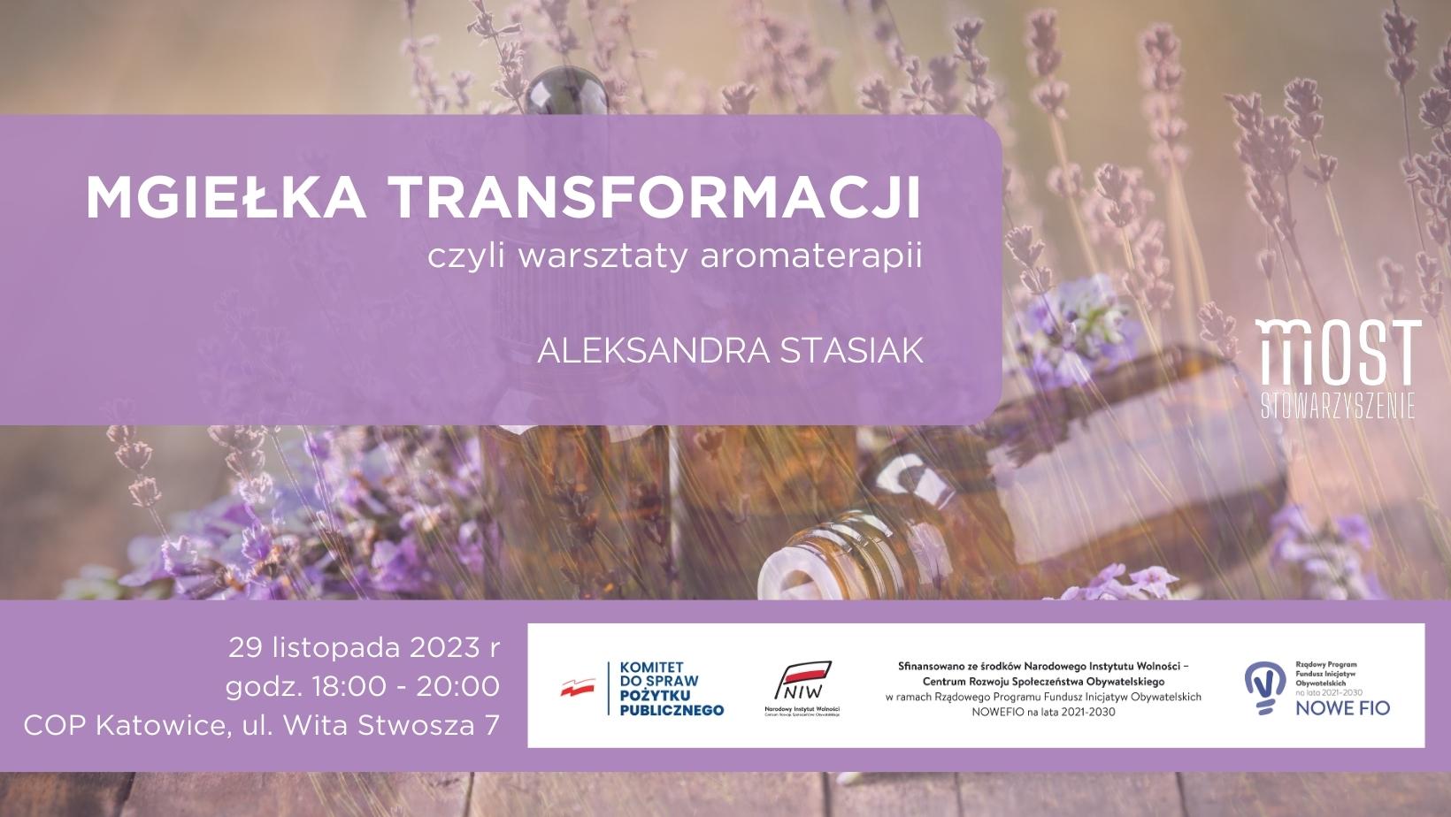 Banner z zaproszeniem na spotkanie mgiełka transformacji