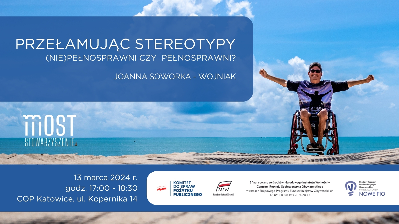 Banner z zaproszeniemna spotkanie pt.: "Przełamując stereotypy"