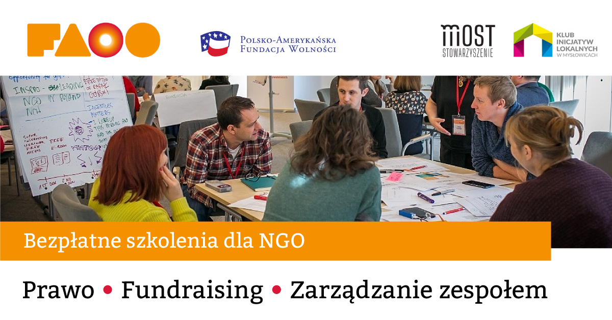 Banner z zaproszeniem na cykl edukacyjny Fundraising w NGO - maj 2024