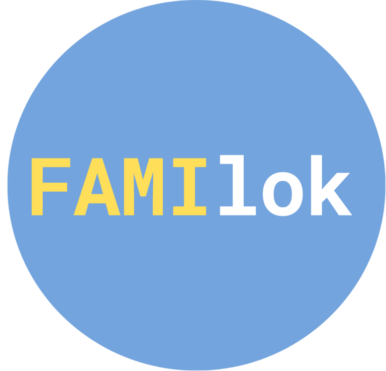 logo projektu na tle niebieskiego koła napis FAMIlok